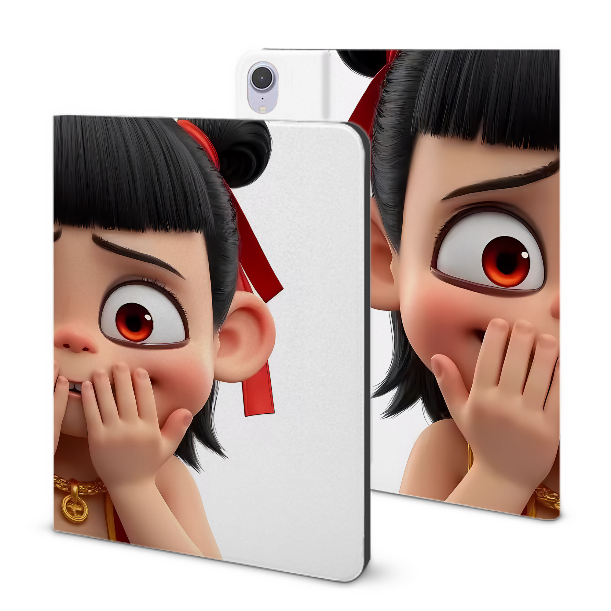 （画像用） Ne Zha 2 ナタ 魔童の大暴れ IPad ケース ブック型 PUレザー TPU 耐衝撃 軽量 薄型 ペン収納なし 全面保護 IPad 各モデル対応